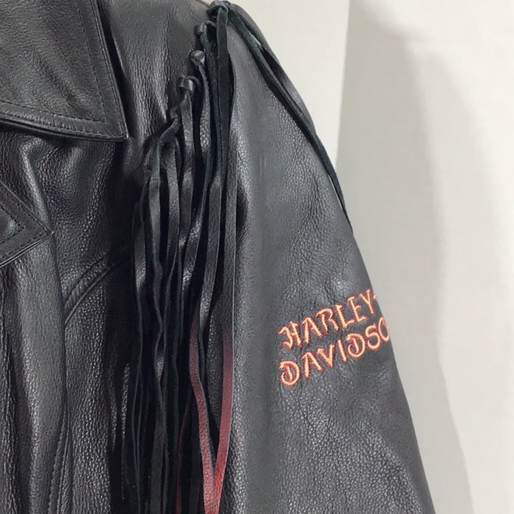 Vintage Harley Davidson Magic Dip dyed fringe Black Leather Jacket XL NWOT - Picture 7 of 15